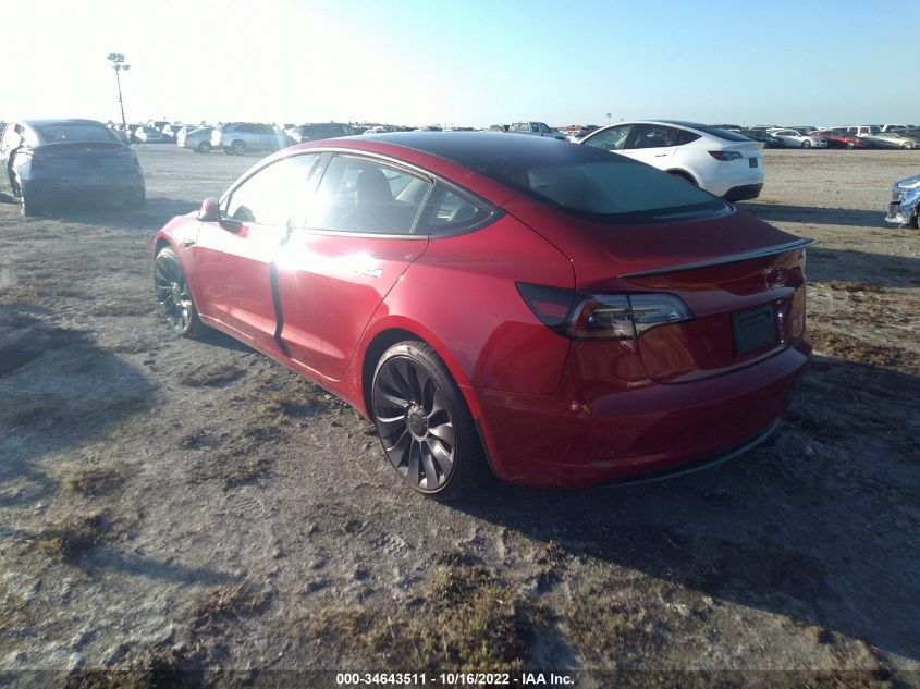 2022 TESLA MODEL 3 PERFORMANCE VIN: 5YJ3E1EC8NF317704