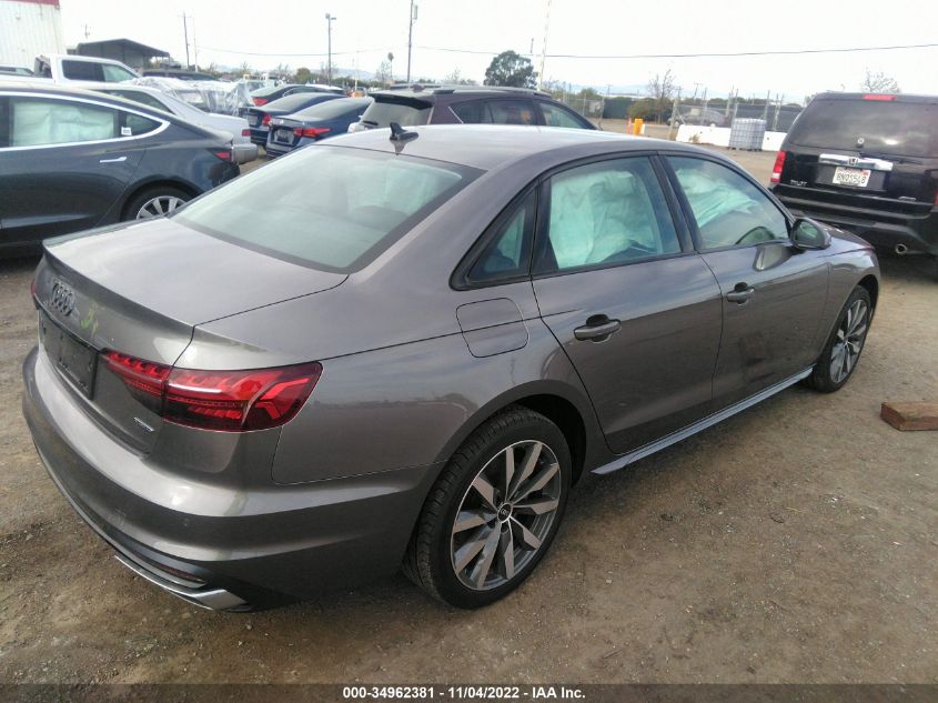 2022 AUDI A4 SEDAN PREMIUM PLUS VIN: WAUBBAF41NN000809