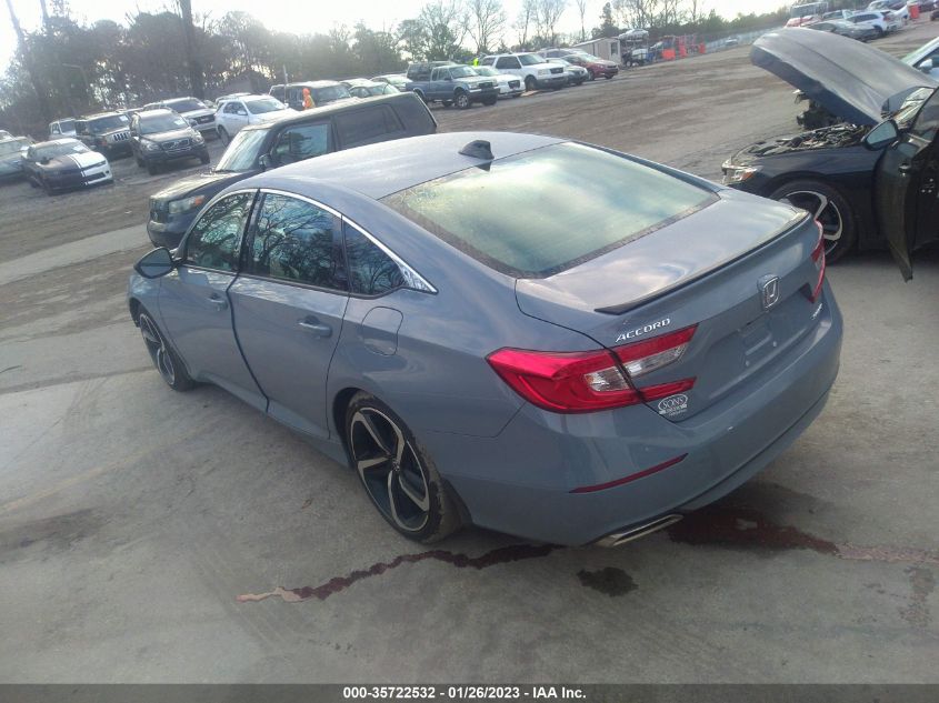 2022 HONDA ACCORD SEDAN SPORT VIN: 1HGCV1F33NA104099
