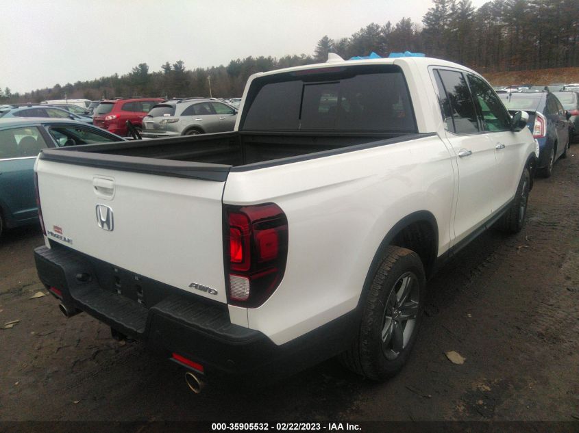 2022 HONDA RIDGELINE RTL-E VIN: 5FPYK3F74NB023882
