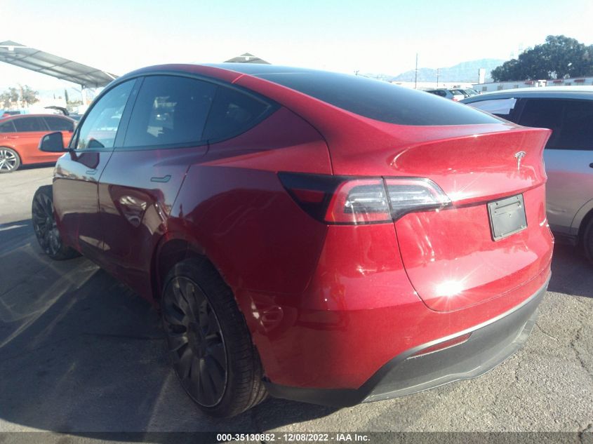 2022 TESLA MODEL Y LONG RANGE VIN: 7SAYGDEE0NF352078