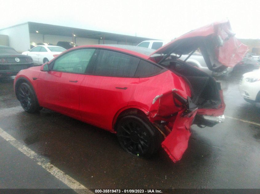 2022 TESLA MODEL Y LONG RANGE VIN: 7SAYGDEE7NF573001