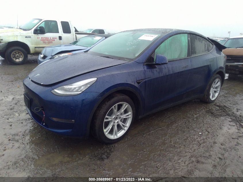 2022 TESLA MODEL Y LONG RANGE VIN: 7SAYGDEE6NF419587
