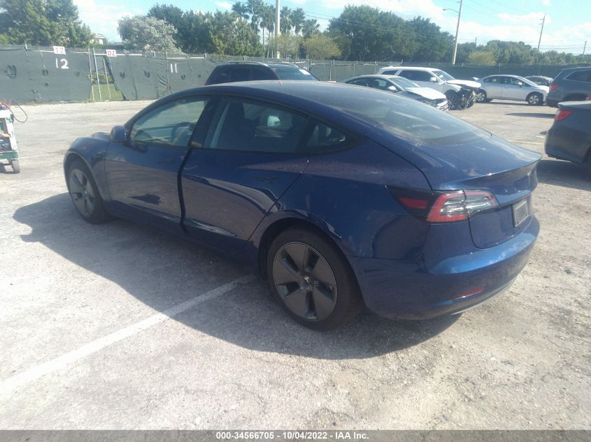 2022 TESLA MODEL 3 LONG RANGE VIN: 5YJ3E1EB4NF103056