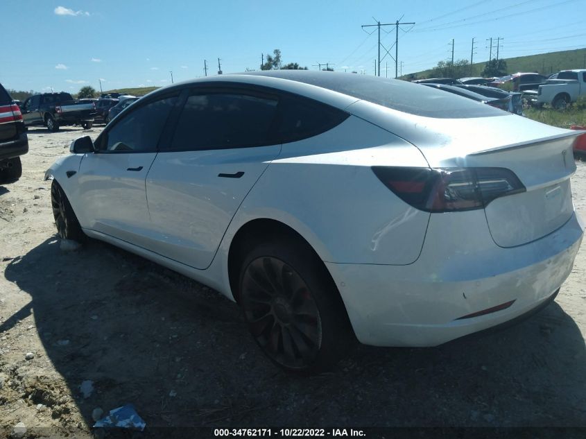 2022 TESLA MODEL 3 PERFORMANCE VIN: 5YJ3E1EC5NF323167