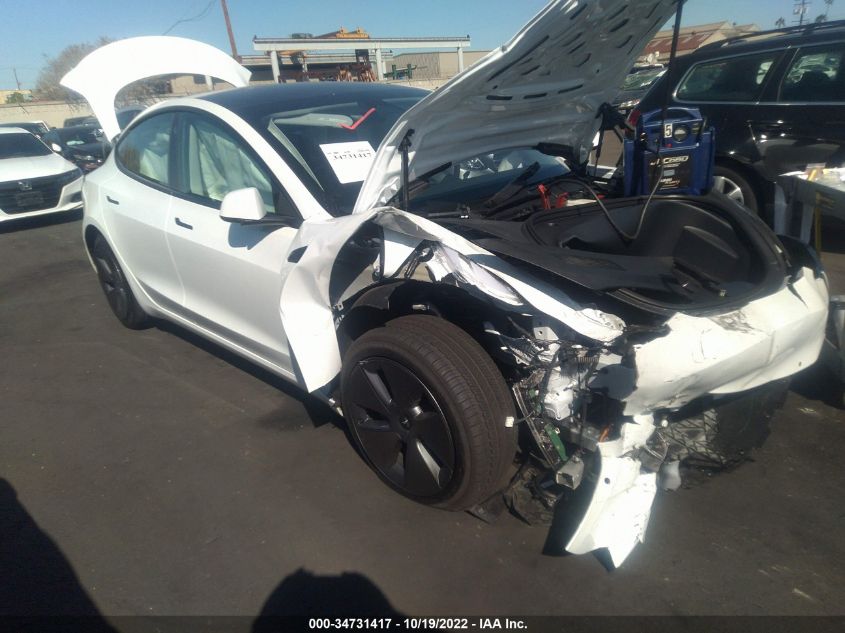 2022 TESLA MODEL 3 LONG RANGE VIN: 5YJ3E1EB4NF325595