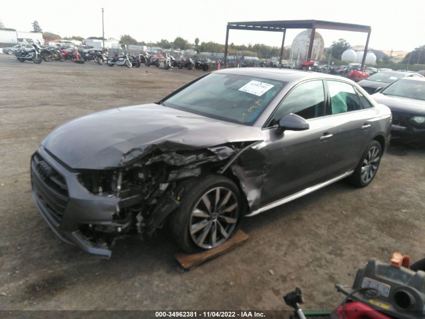 2022 AUDI A4 SEDAN PREMIUM PLUS VIN: WAUBBAF41NN000809