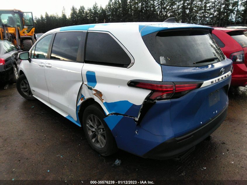 2021 TOYOTA SIENNA LE VIN: 5TDKRKECXMS045012