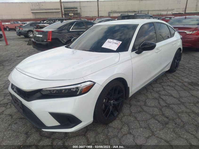 2022 HONDA CIVIC HATCHBACK SPORT VIN: 19XFL2H8XNE013456