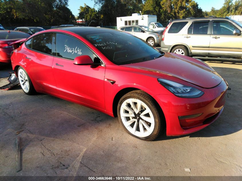 2022 TESLA MODEL 3 LONG RANGE VIN: 5YJ3E1EB6NF244436