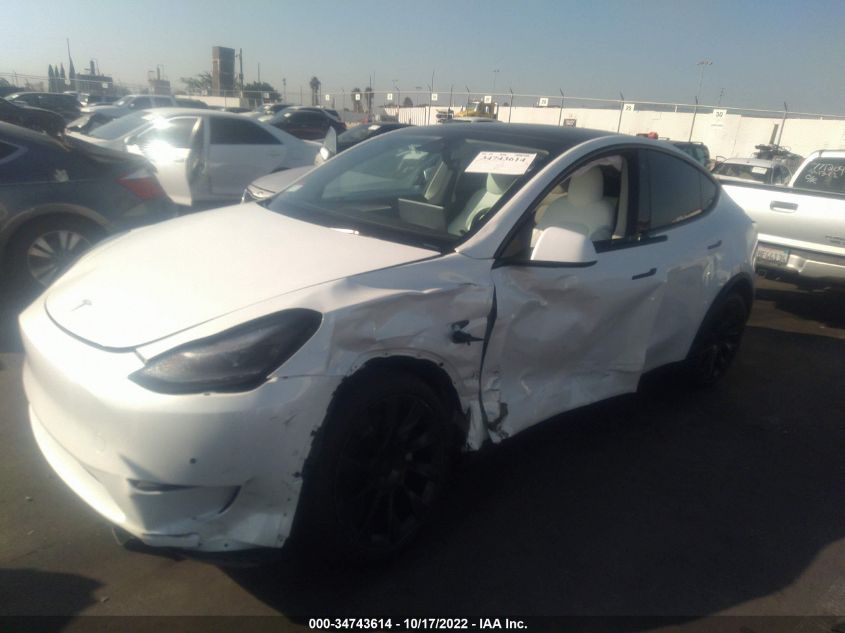 2022 TESLA MODEL Y LONG RANGE VIN: 7SAYGDEE8NF551752