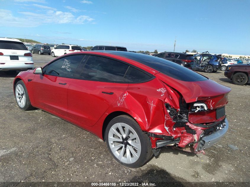 2022 TESLA MODEL 3 VIN: 5YJ3E1EA5NF154413