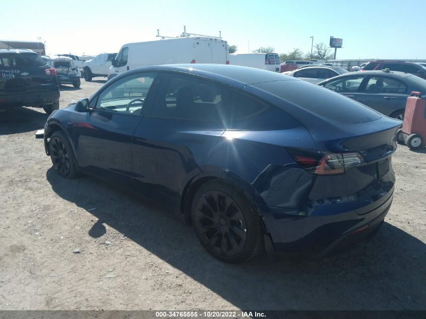 2022 TESLA MODEL Y LONG RANGE VIN: 7SAYGAEE9NF400739
