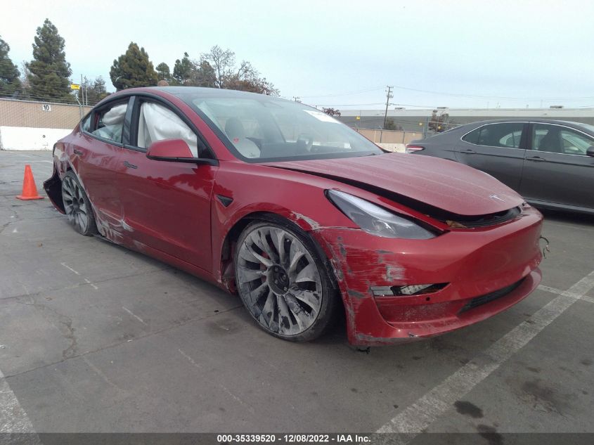 2022 TESLA MODEL 3 PERFORMANCE VIN: 5YJ3E1EC5NF327462
