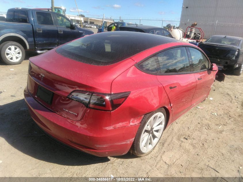 2022 TESLA MODEL 3 LONG RANGE VIN: 5YJ3E1EB3NF277412