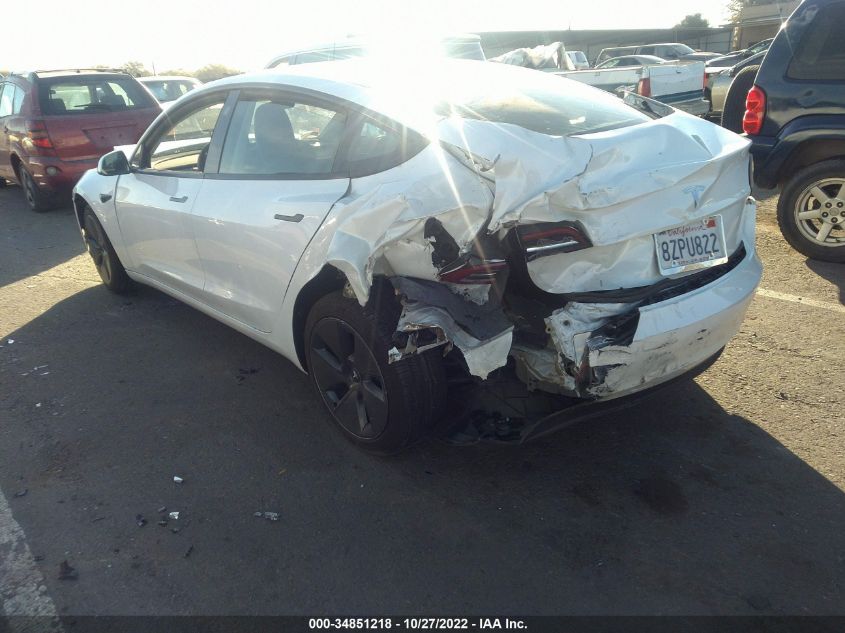 2022 TESLA MODEL 3 VIN: 5YJ3E1EA8NF147908