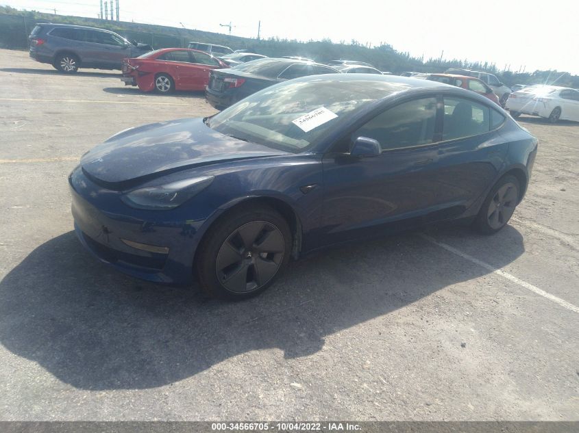 2022 TESLA MODEL 3 LONG RANGE VIN: 5YJ3E1EB4NF103056