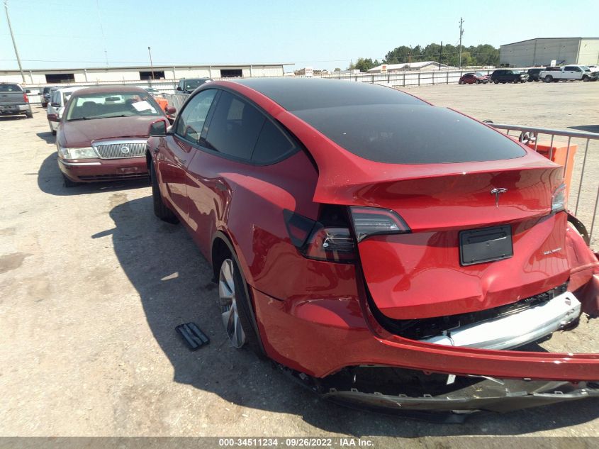2022 TESLA MODEL Y LONG RANGE VIN: 7SAYGDEE8NA012206