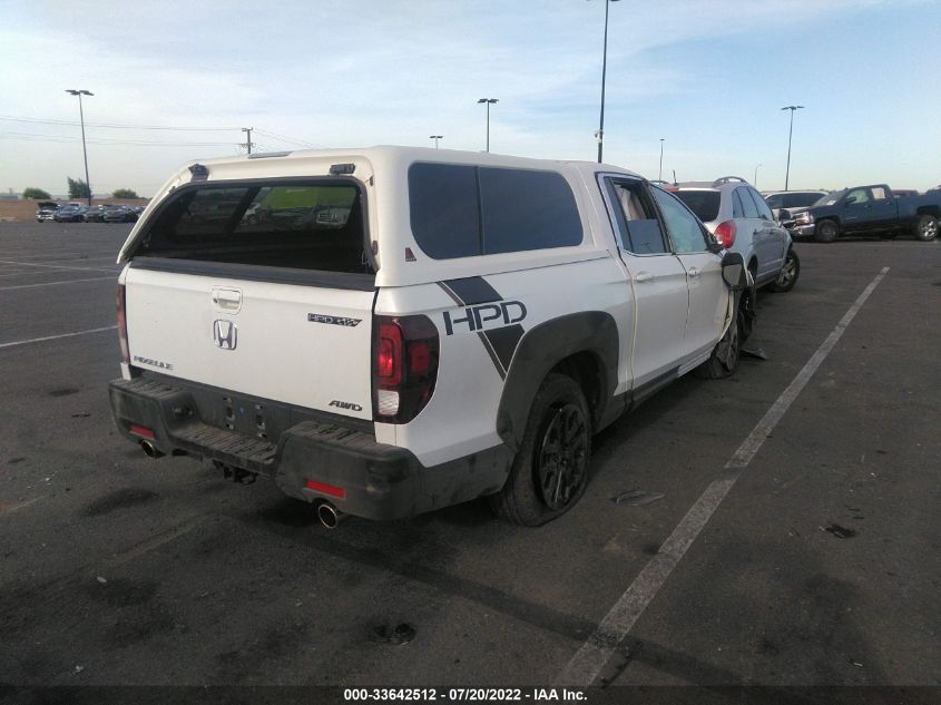 2022 HONDA RIDGELINE RTL VIN: 5FPYK3F59NB012097