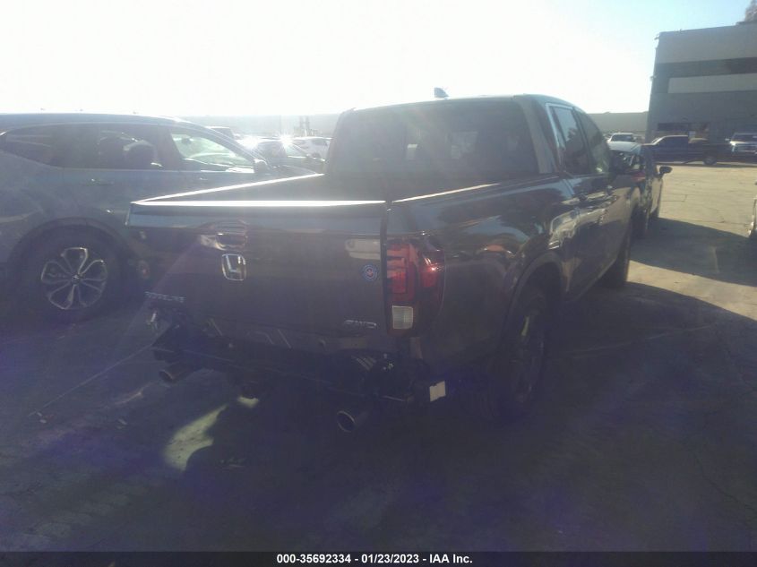 2022 HONDA RIDGELINE RTL VIN: 5FPYK3F51NB038192