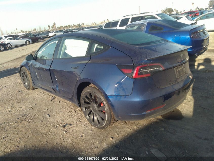 2022 TESLA MODEL 3 PERFORMANCE VIN: 5YJ3E1ECXNF327487