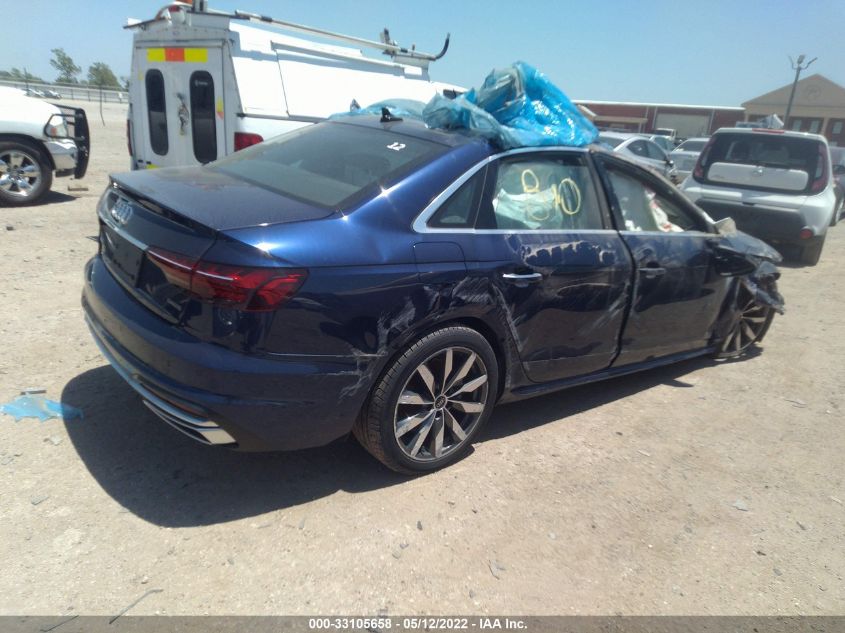 2021 AUDI A4 SEDAN PREMIUM VIN: WAUABAF42MA052547