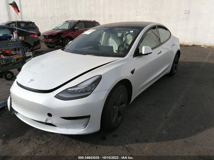 2022 TESLA MODEL 3 LONG RANGE VIN: 5YJ3E1EB2NF262206