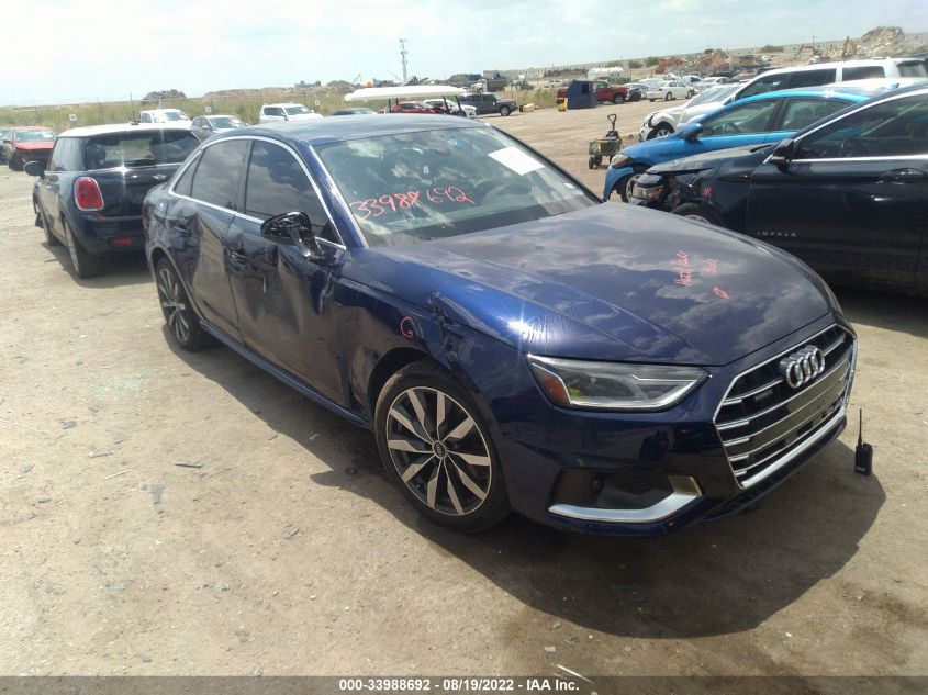 2022 AUDI A4 SEDAN PREMIUM VIN: WAUABAF44NA019521