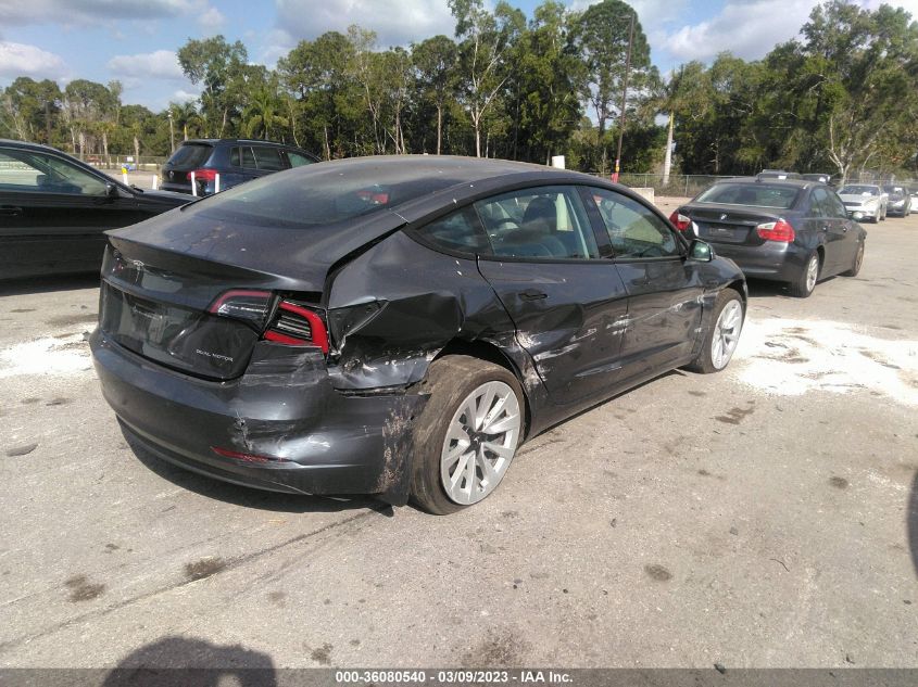 2022 TESLA MODEL 3 LONG RANGE VIN: 5YJ3E1EBXNF272045