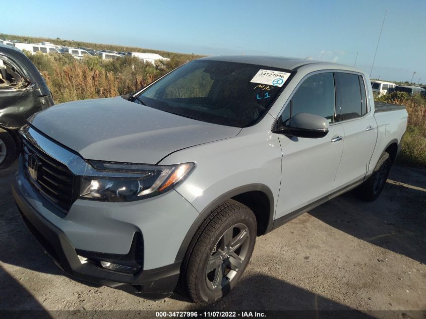 2022 HONDA RIDGELINE RTL-E VIN: 5FPYK3F70NB029338