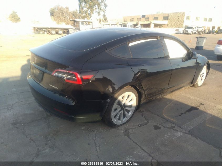 2022 TESLA MODEL 3 LONG RANGE VIN: 5YJ3E1EB7NF130963