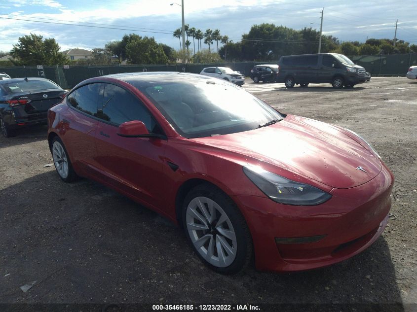 2022 TESLA MODEL 3 VIN: 5YJ3E1EA5NF154413