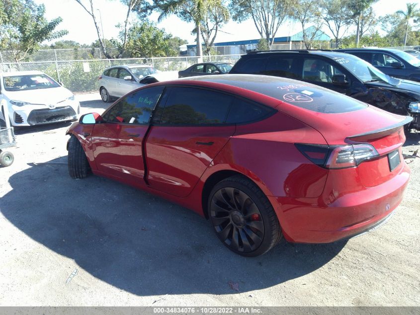 2022 TESLA MODEL 3 PERFORMANCE VIN: 5YJ3E1EC7NF268026