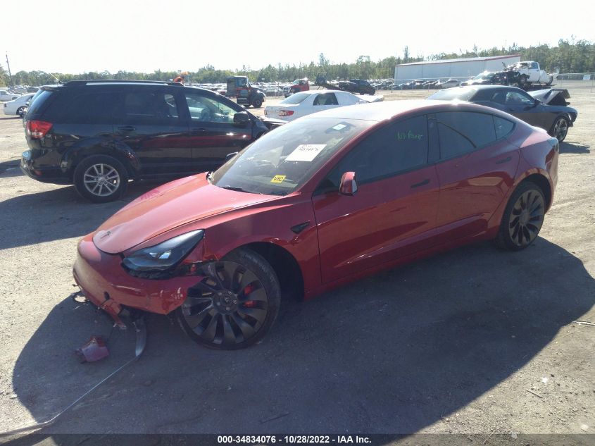 2022 TESLA MODEL 3 PERFORMANCE VIN: 5YJ3E1EC7NF268026
