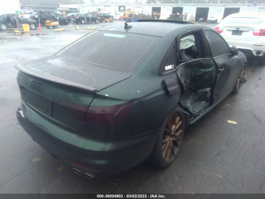 2022 AUDI S4 PREMIUM PLUS VIN: WAUB4AF4XNA048648