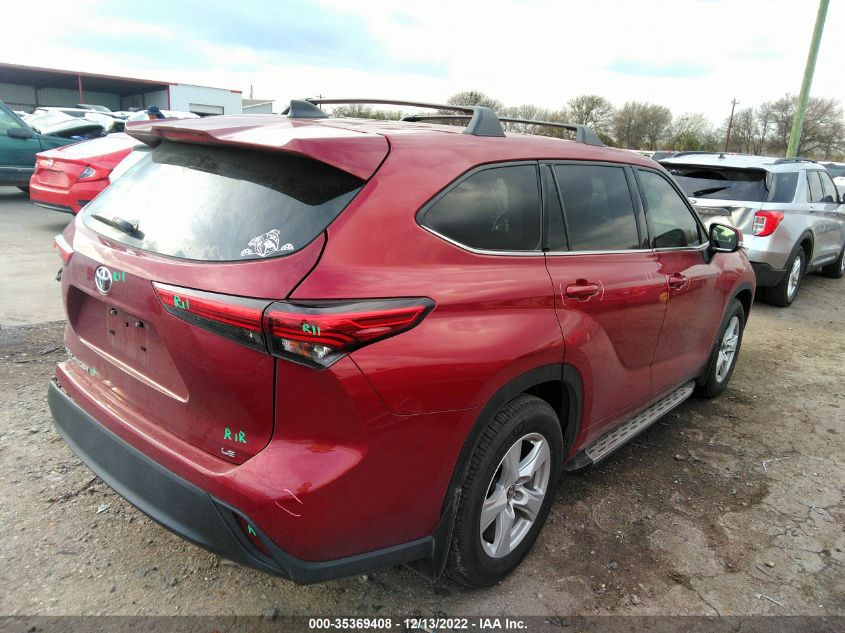 2022 TOYOTA HIGHLANDER LE VIN: 5TDZZRAH8NS100082