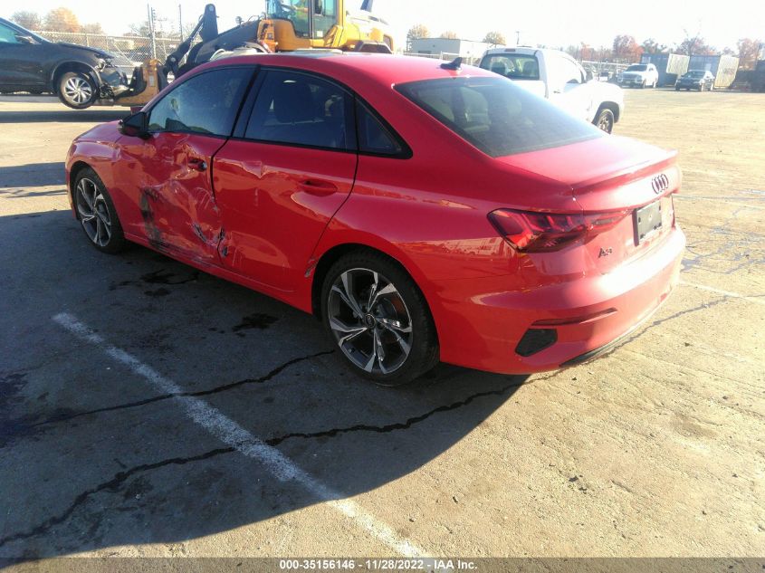 2022 AUDI A3 SEDAN PREMIUM VIN: WAUGUDGY7NA104280