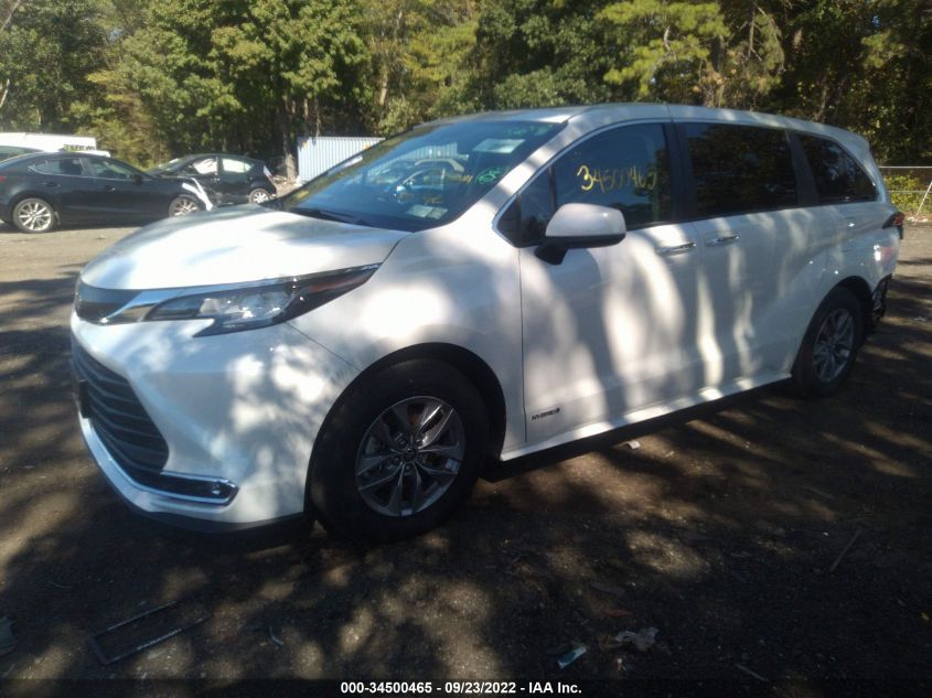 2021 TOYOTA SIENNA XLE VIN: 5TDYSKFC7MS032456