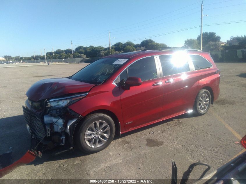 2021 TOYOTA SIENNA XLE VIN: 5TDYRKEC2MS072232