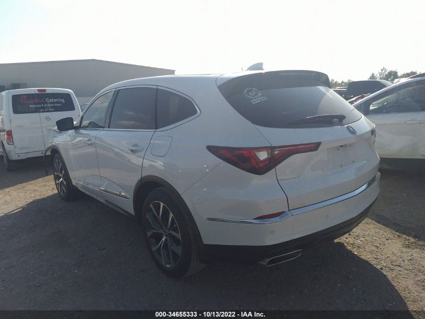 2022 ACURA MDX W/TECHNOLOGY PACKAGE VIN: 5J8YD9H4XNL000727