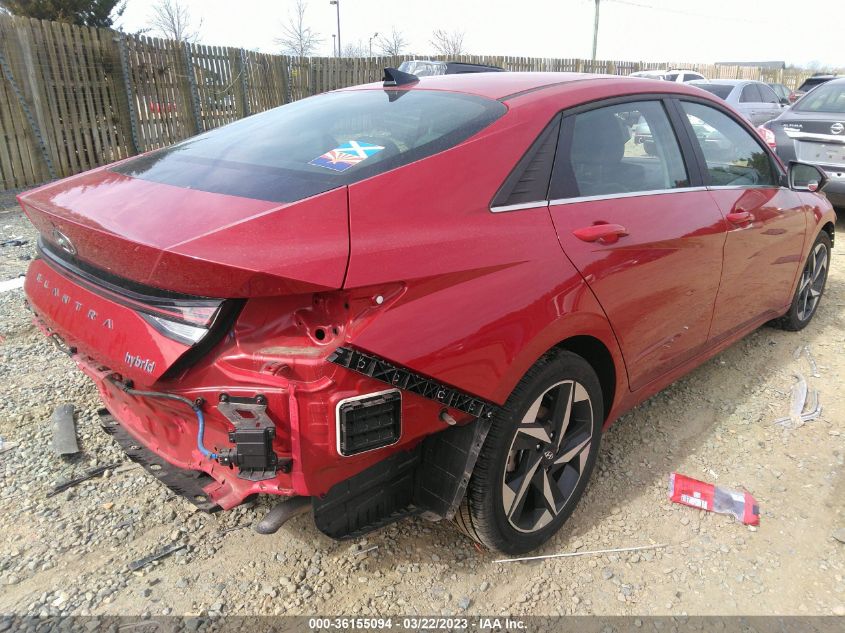 2022 HYUNDAI ELANTRA HYBRID LIMITED VIN: KMHLN4AJ1NU025059