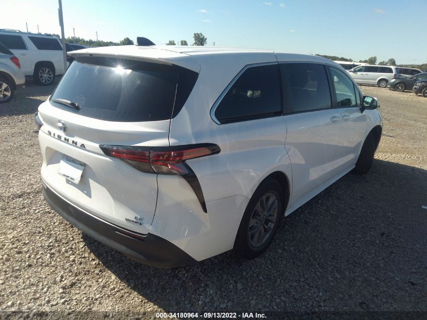 2022 TOYOTA SIENNA LE VIN: 5TDKRKEC4NS077021