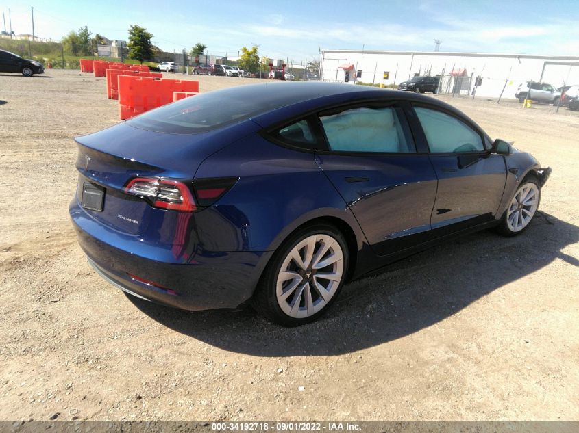 2022 TESLA MODEL 3 LONG RANGE VIN: 5YJ3E1EB4NF163936