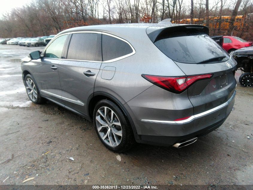 2022 ACURA MDX W/TECHNOLOGY PACKAGE VIN: 5J8YE1H4XNL020409