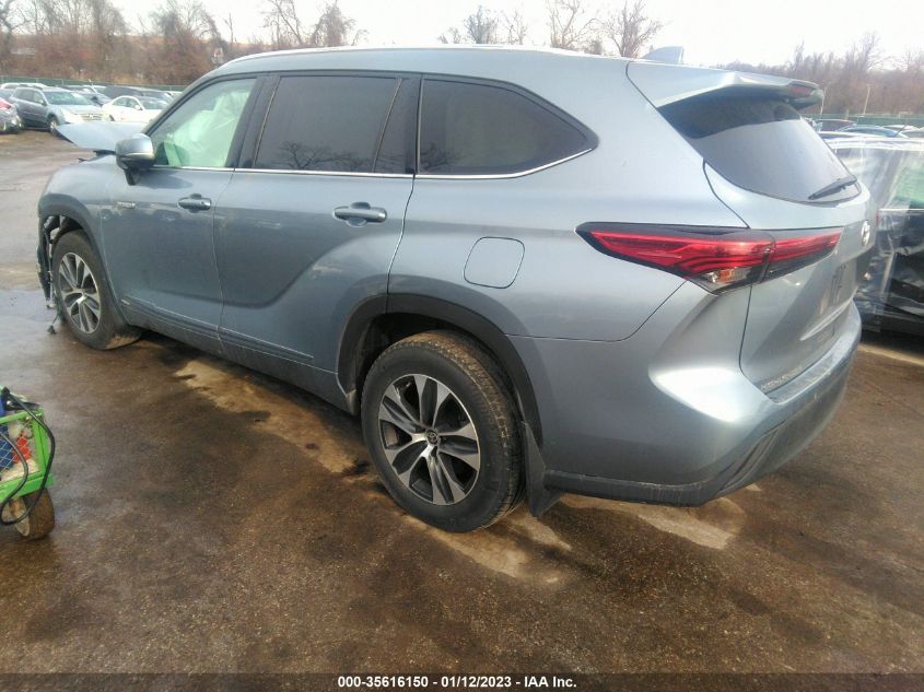 2021 TOYOTA HIGHLANDER HYBRID XLE VIN: 5TDGBRCH4MS035433