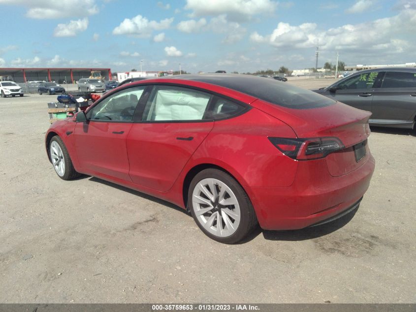 2022 TESLA MODEL 3 LONG RANGE VIN: 5YJ3E1EB4NF105051