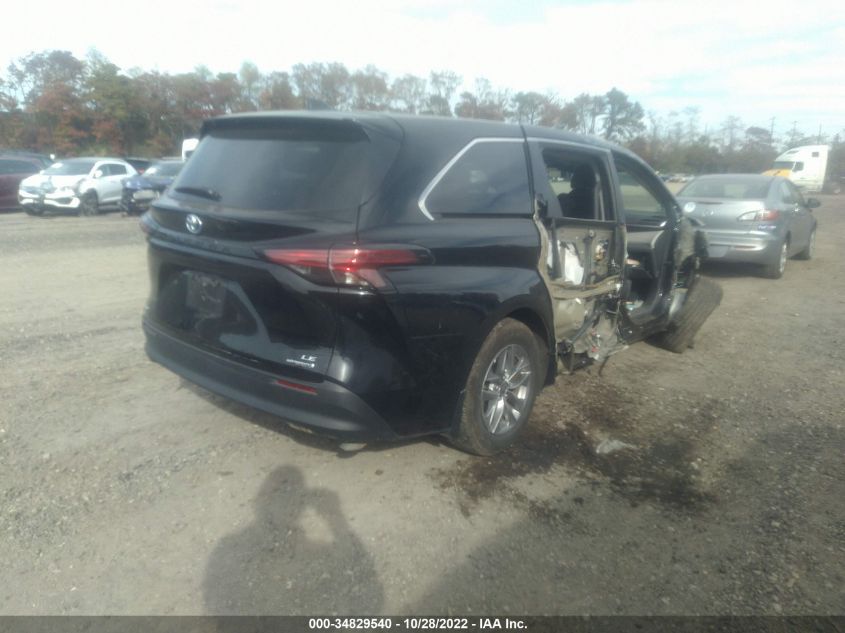 2021 TOYOTA SIENNA LE VIN: 5TDKSKFC8MS017423