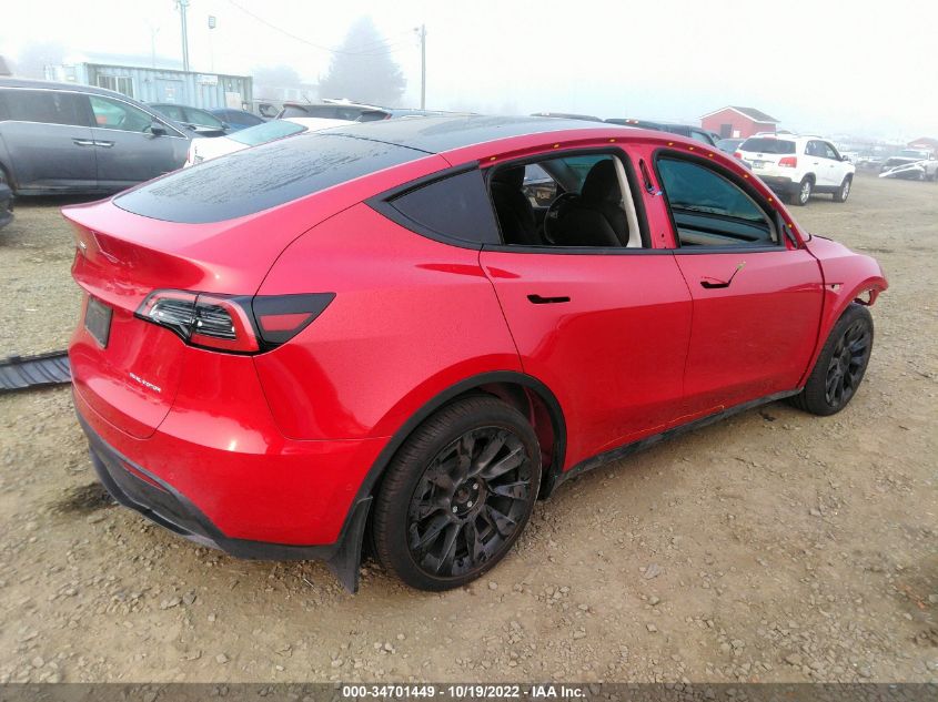 2022 TESLA MODEL Y LONG RANGE VIN: 7SAYGDEE7NF368472