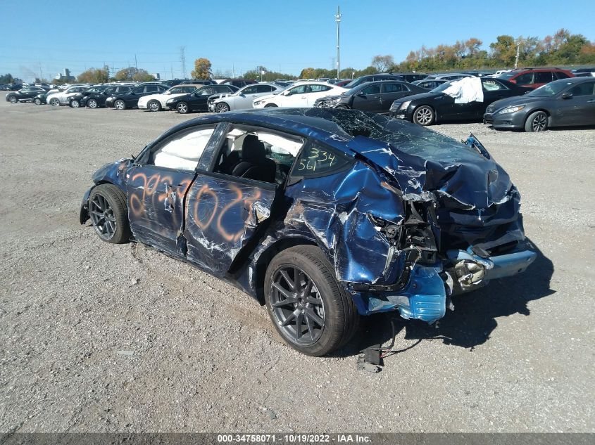 2022 TESLA MODEL 3 LONG RANGE VIN: 5YJ3E1EBXNF334561