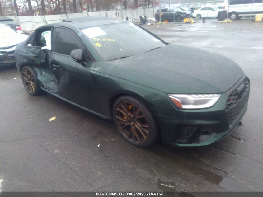 2022 AUDI S4 PREMIUM PLUS VIN: WAUB4AF4XNA048648